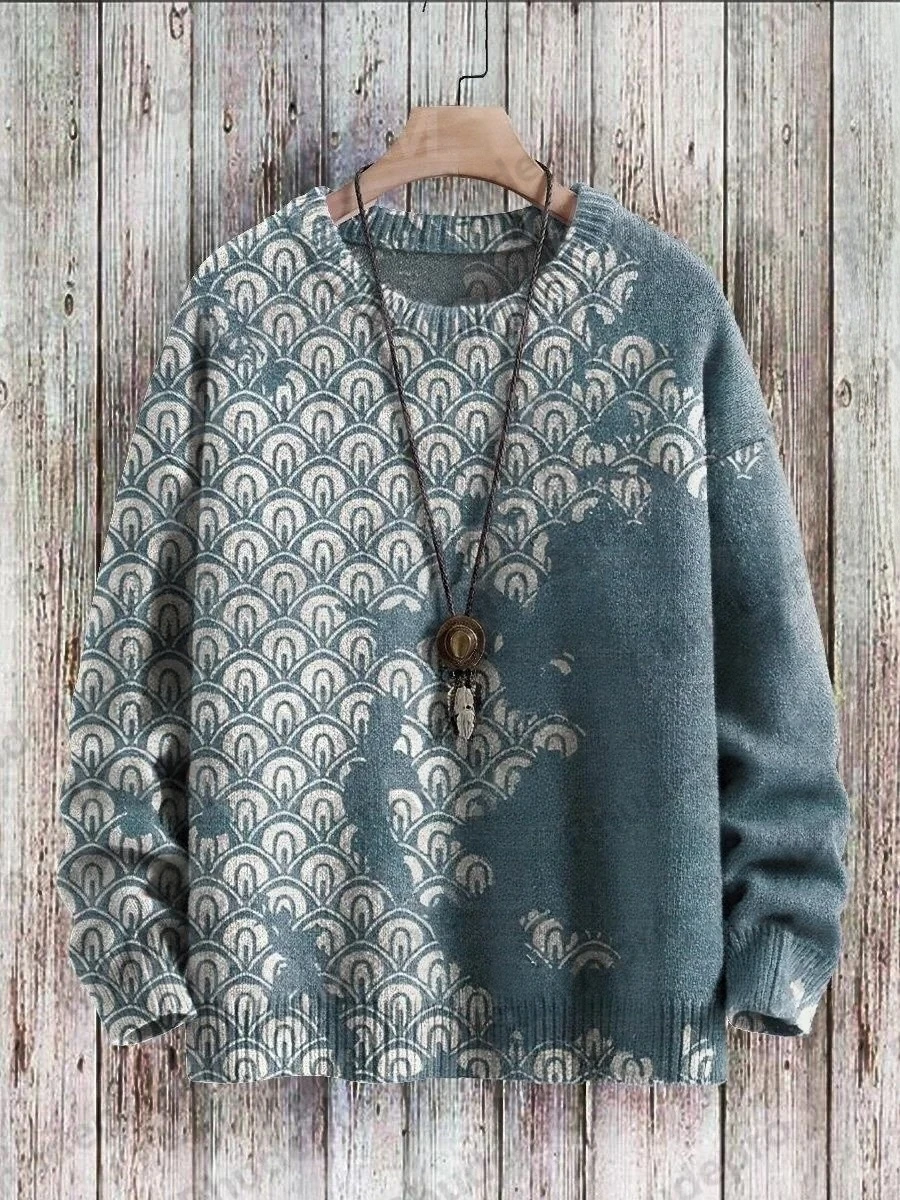 Unisex Simple Black And White Pattern Art Print Casual Knit Pullover Sweater Women For Men Sweater Ropa De Hombre