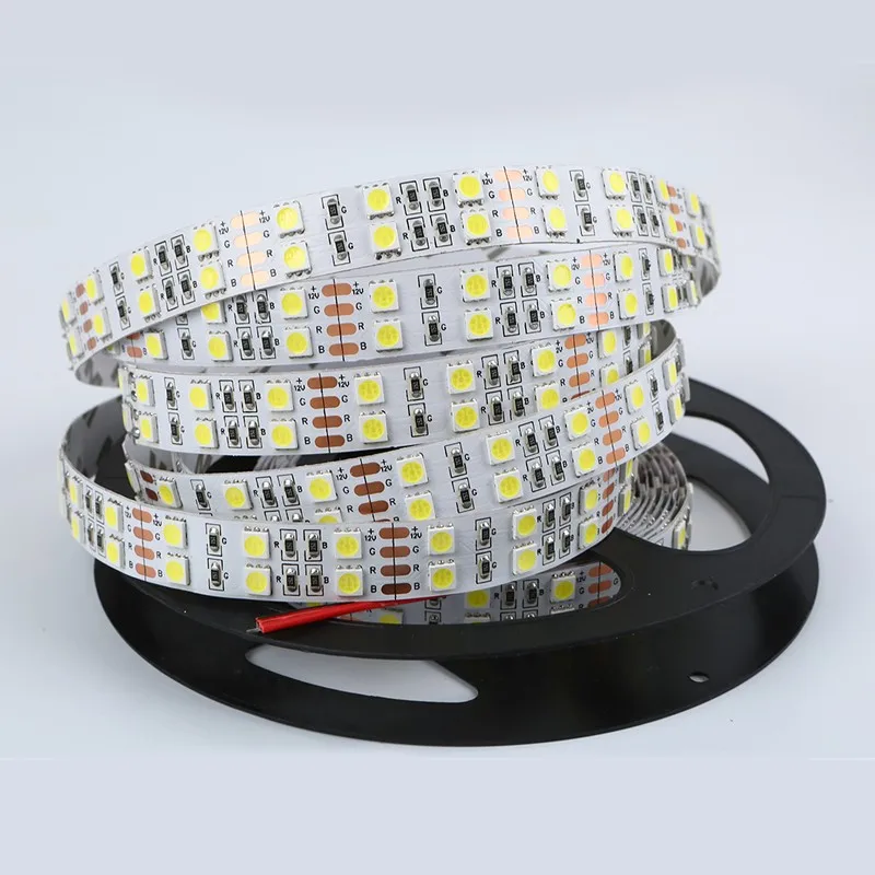 

5M DC12/24V 120LED/M Double Rows 5050 SMD Led Strip Flexible Light Waterproof Ribbon 600 Led Tape Lights RGB/White/Warm White