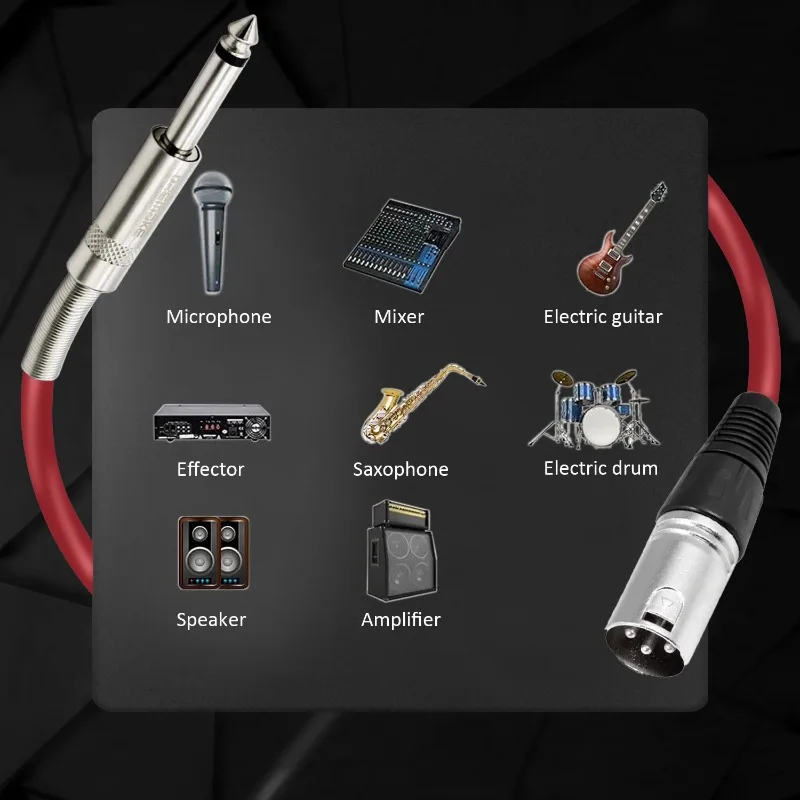 Небалансированный 6,35 мм 1/4 дюйма TS моно-XLR штекерный кабель, никелированный, четверть-дюймовый-папа, микрофонный кабель XLR, соединительный кабель