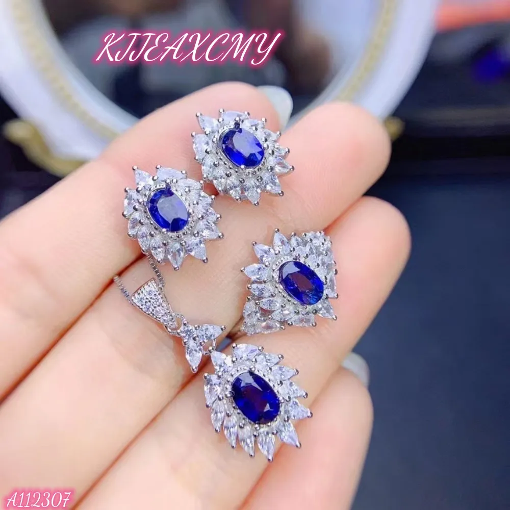 

KJJEAXCMY Brand Boutique Jewelry 925 Sterling Silver Natural Sapphire Women's Set