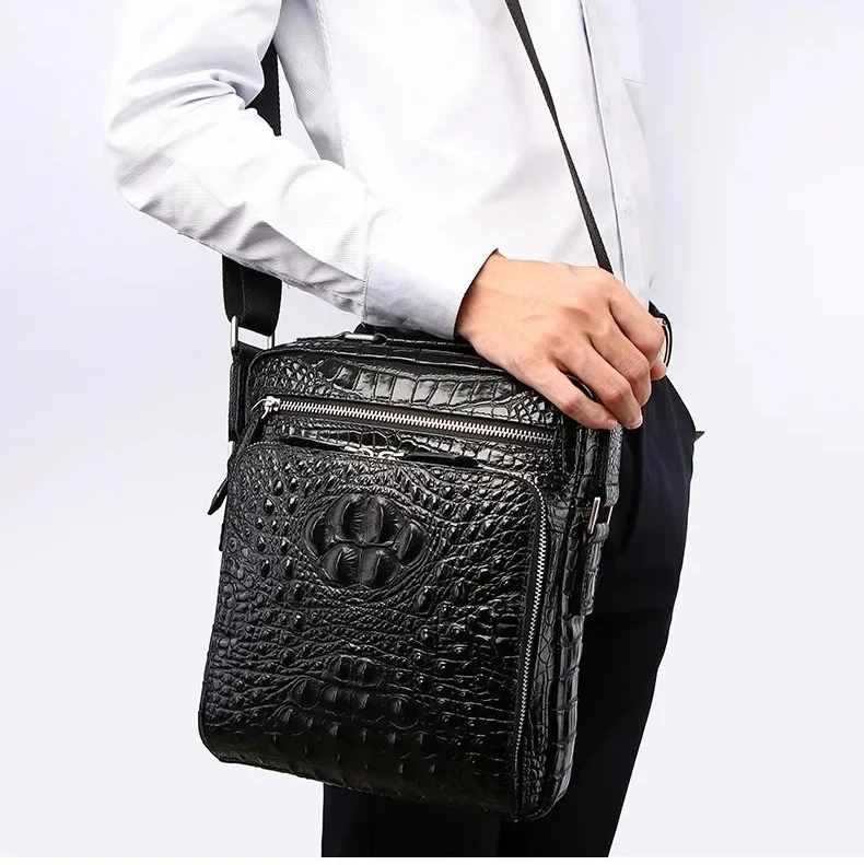 

2026 New Alligator Genuine Leather Men Crossbody Bag Casual Business Leather Men's Messenger Vintage Shoulder Handbags Bags