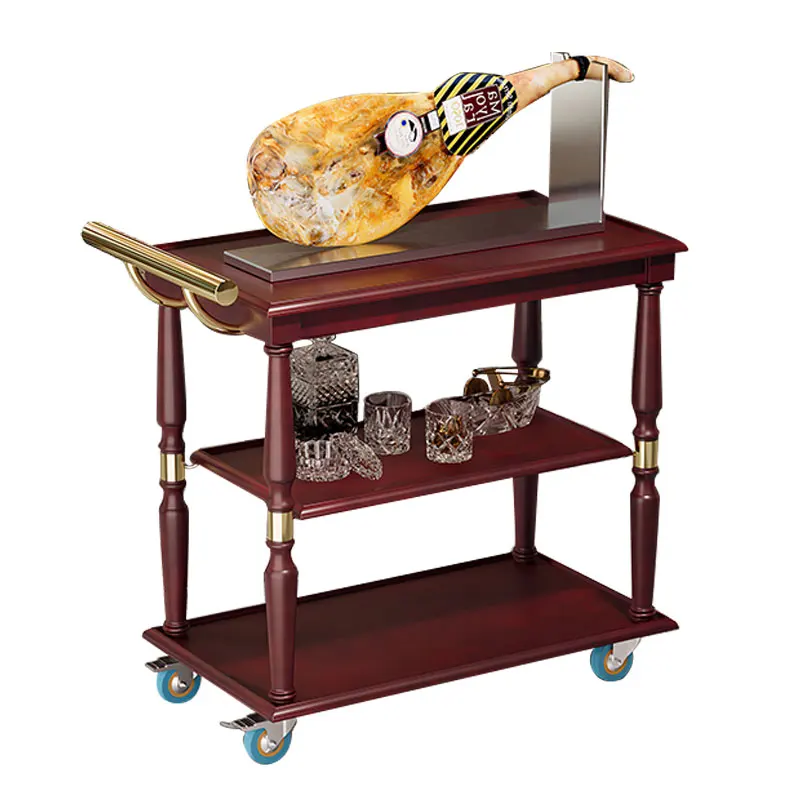 Solid wood cart Dining cart Service cart Mobile tea carts Restaurant Hotel room service Roast duck wine carts KTV