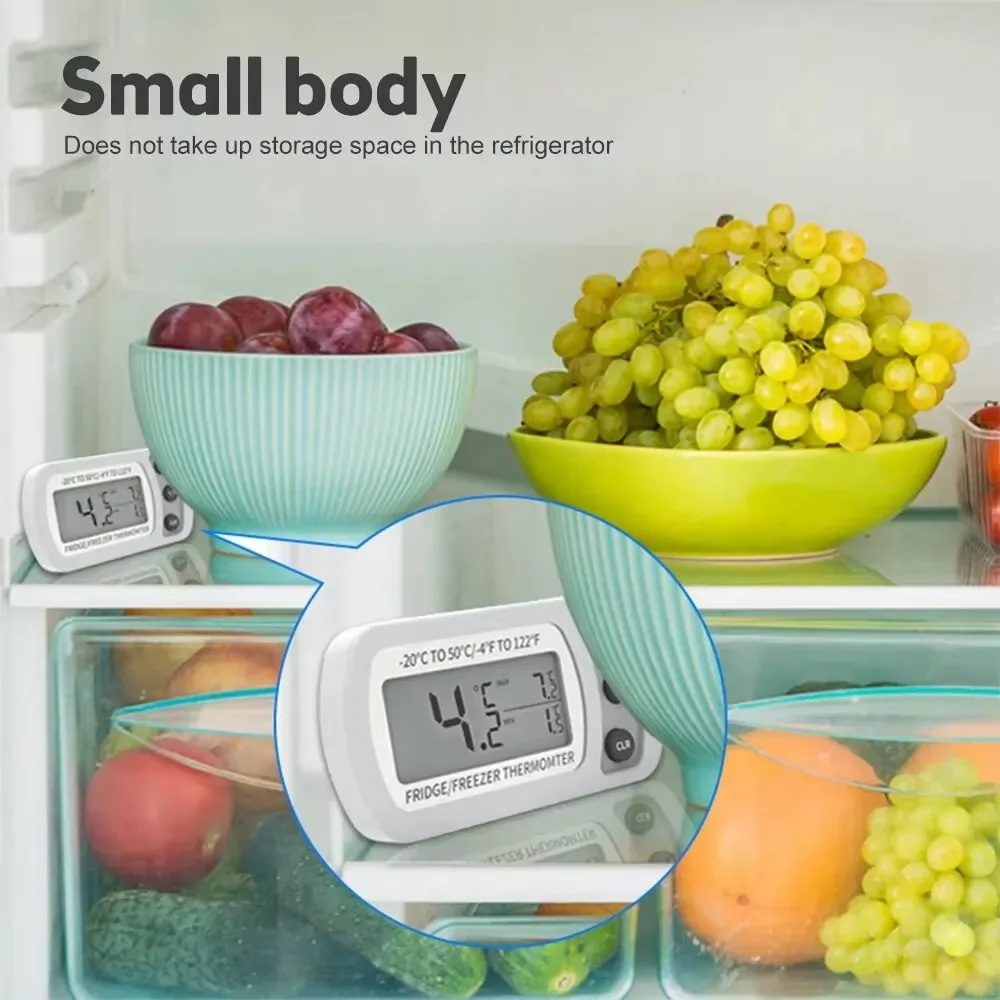 LCD Display Fridge Thermometer Anti-Humidity Kitchen Accessories Digital Thermometer with Hook Multifunction