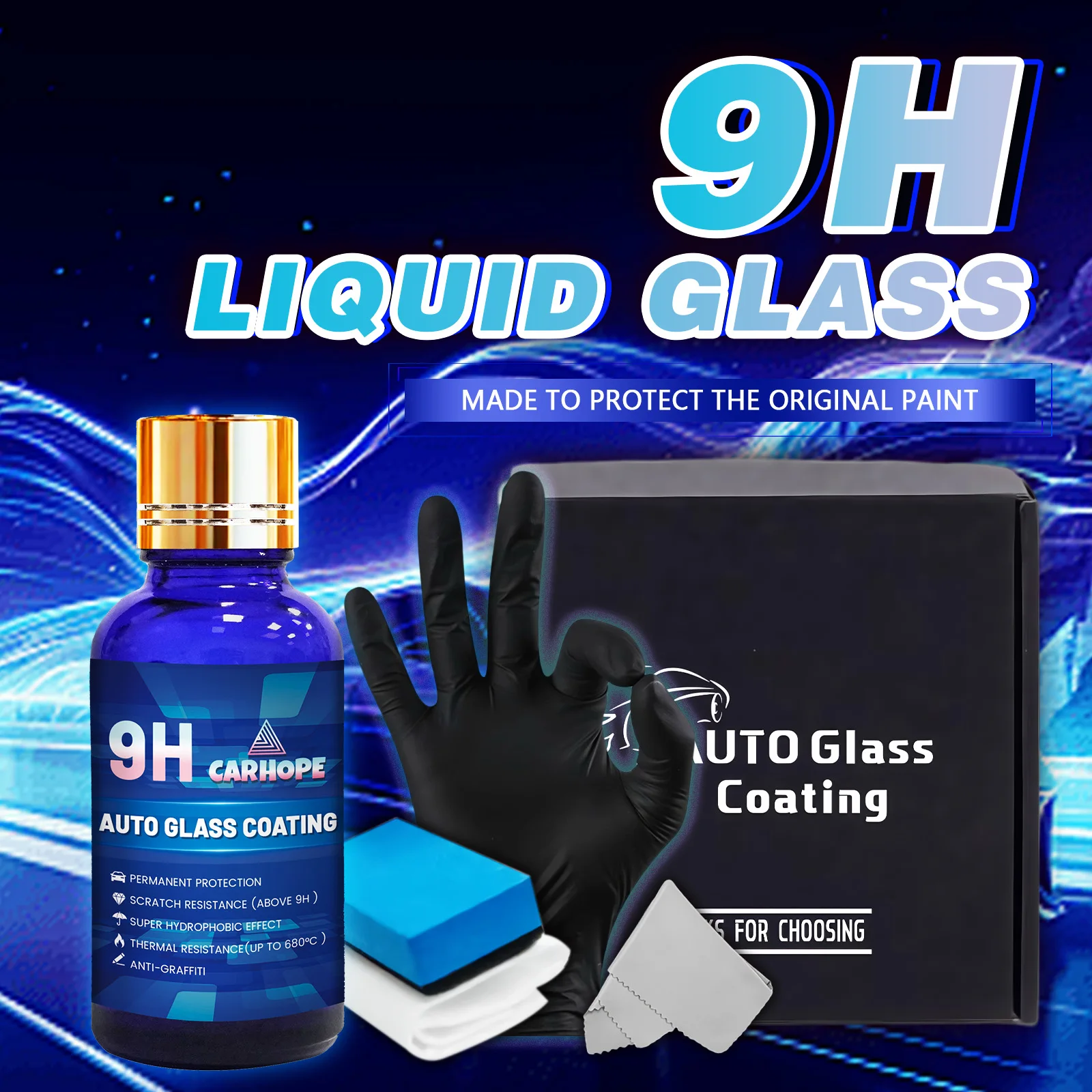 

CARHOPE 30 мл 9H набор распылителей для покрытия, жидкость для керамического автомобильного покрытия, водонепроницаемое покрытие, спрей для керамического покрытия, включает перчатки, губку