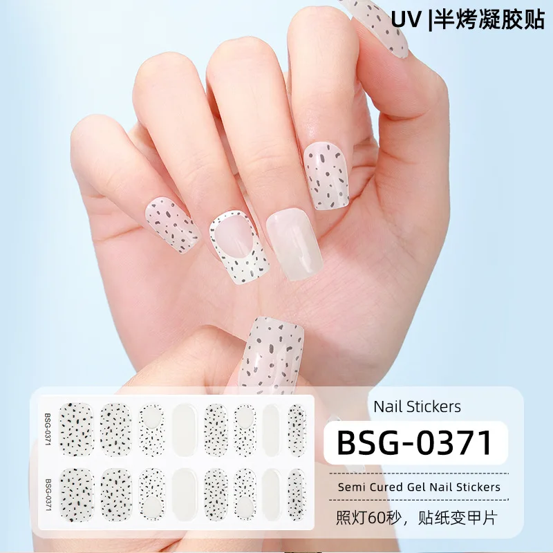 16 Strips Semi-Uithardende Gel Nagelstickers 3d Bronzing Gel Nagel Patches Volledige Pasta Stickers Uv Baklamp Nodig