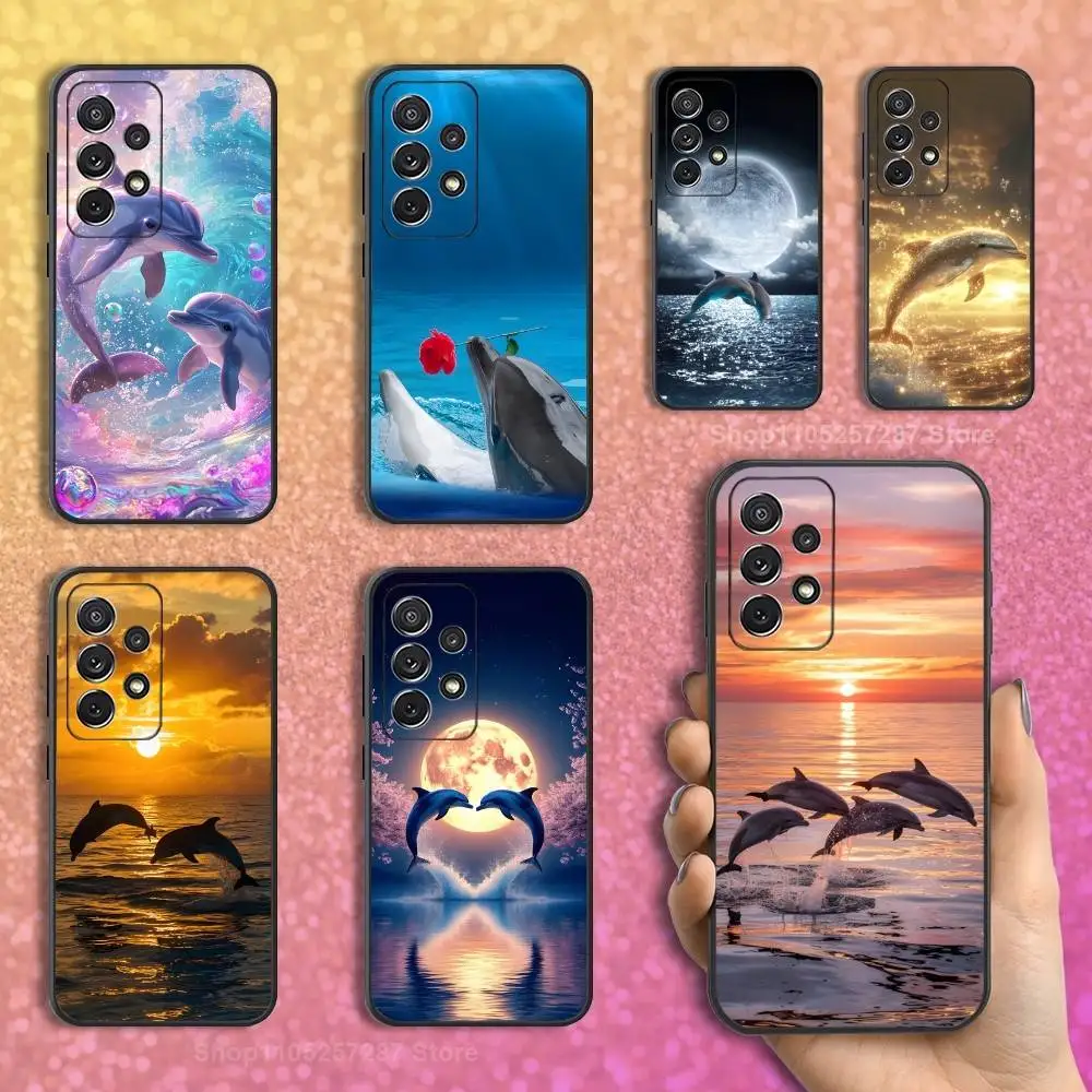 Ocean Art Dolphins Phone For Samsung S25,S10,S20,S10,S21,S9,S24,S23,Ultra,FE,Plus,Lite,Soft Silicone Black Cover