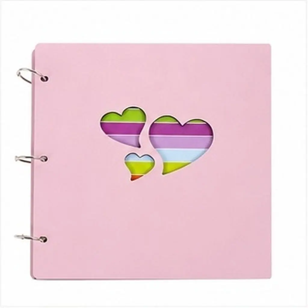 Wood Photo Album Hollow Heart Cover Rustic DIY Blank Picture Album for Family Friends Scrapbook Holder