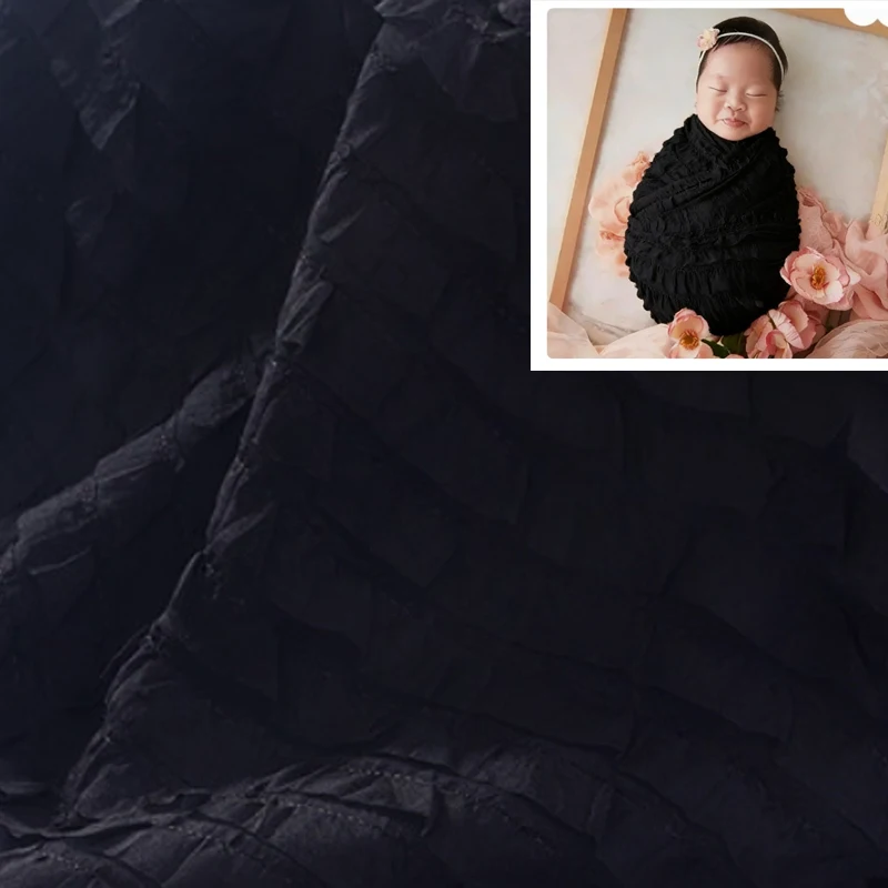 غلاف دعائم التصوير الفوتوغرافي لحديثي الولادة - تطريز زهور ثلاثي الأبعاد مع حافة شيفون مكشكشة، دعامة أطفال متماسكة، نيويوبونفوت، ملحقات بيبي، سينجينيا