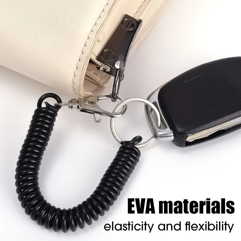 Colorful Elastic Spring Rope with Card Anti-Lost Retractable Spiral Elastic Keychain Strap Lanyard for IPhone 16 Samsung Xiaomi
