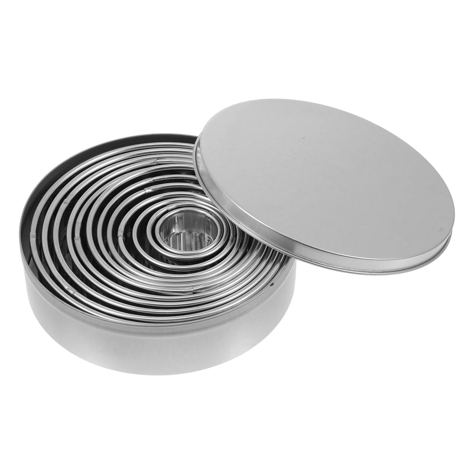 

12 Circle Molds Reusable Baking Tools Stainless Steel Round Silver Cookie Biscuits DIY Craft Fondant Chocolate Safe Easy