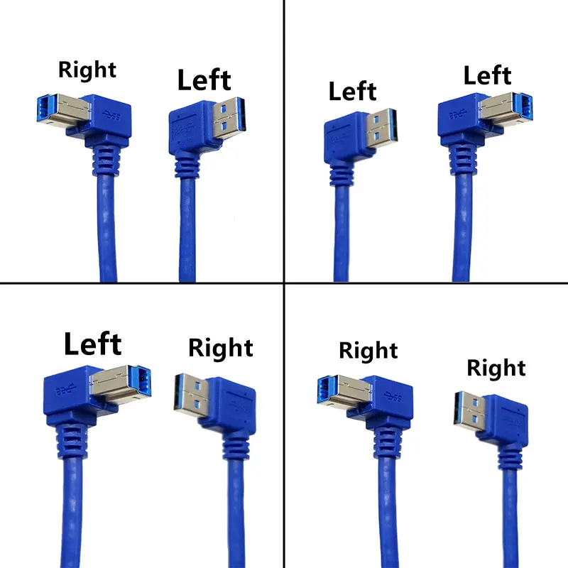 

90 Degree Angled USB 3.0 A Male AM to USB 3.0 B Type Male BM USB3.0 Cable For printer scanner HDD