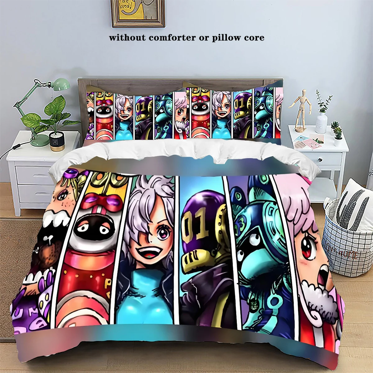 One Piece Cartoon Anime Luffy Bedding Set Quilt Duvet Cover Pillowcase Kids Bed Roronoa Zoro Comfortable Bed Set Twin King Size