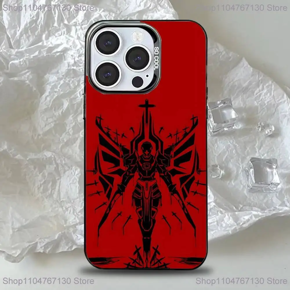 Чехол для телефона U-Ultrakill для iPhone 16,15,14,13,12,11, Pro, Max, Plus, Mini, XS, SE, черный матовый жесткий бампер с защитой от падения