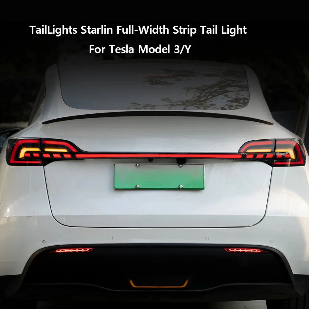 TailLights Full-Width Strip Tail Light for Tesla Model 3/Y Waterproof Car Lights Rear Tail Lamps Turn Signal Accessories