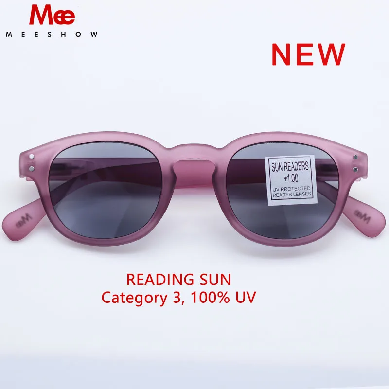 Meeshow Reading sunglasses Men Women Round Glass Lunettes De Lecture Solaires UV400 Sun Reader French Presbyopia glasses 1513