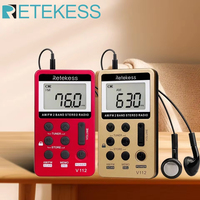 Retekess V112 Radio Mini Pocket Radio Receiver Portable Radios AM FM Rechargeble Sleep Time Earphone For Walkman Go Hiking