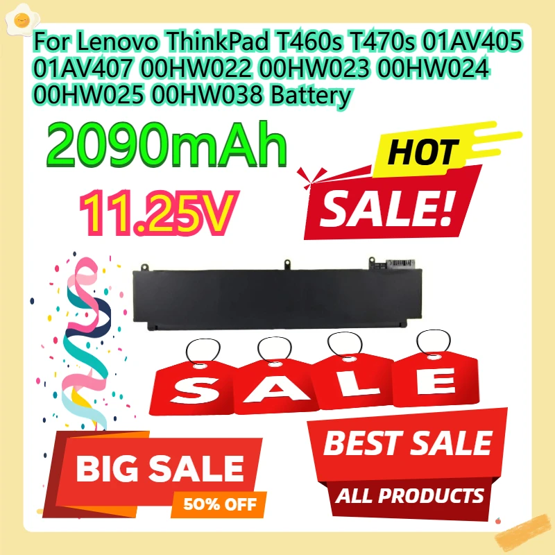 

Для Lenovo ThinkPad T460s T470s 01AV405 01AV407 00HW022 00HW023 00HW024 00HW025 00HW038 аккумулятор 11,4 В 24WH