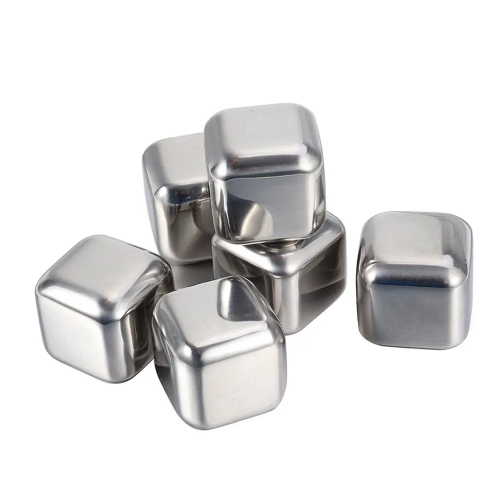 6Pcs Stainless Steel Ice Cubes 2.6cm Food Safe Whiskey Stones No Dilution Reusable Chilling Cubes for Spirits Liquor - view 6