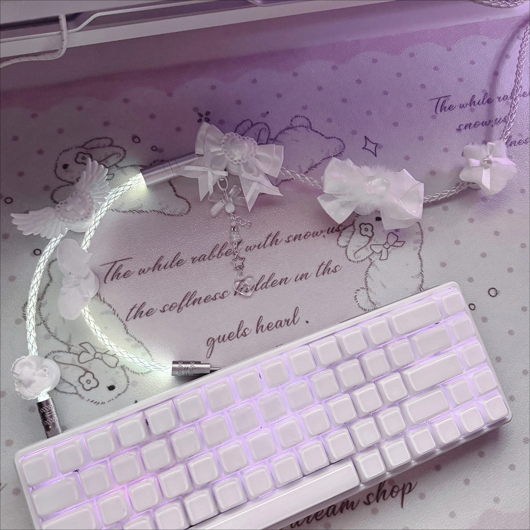 Star Wing Theme Aviation Plug Cable Custom Single Crystal Copper Luminous Cable 8k Supports Magnetic Switch Keyboard Accessories