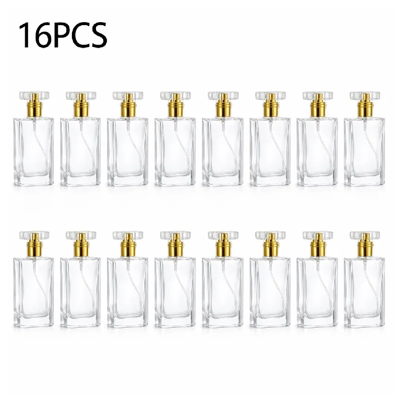 16pcs 30ml glass perfume bottles, reusable transparent travel perfume spray refillable bottles with fine mist sprayer,