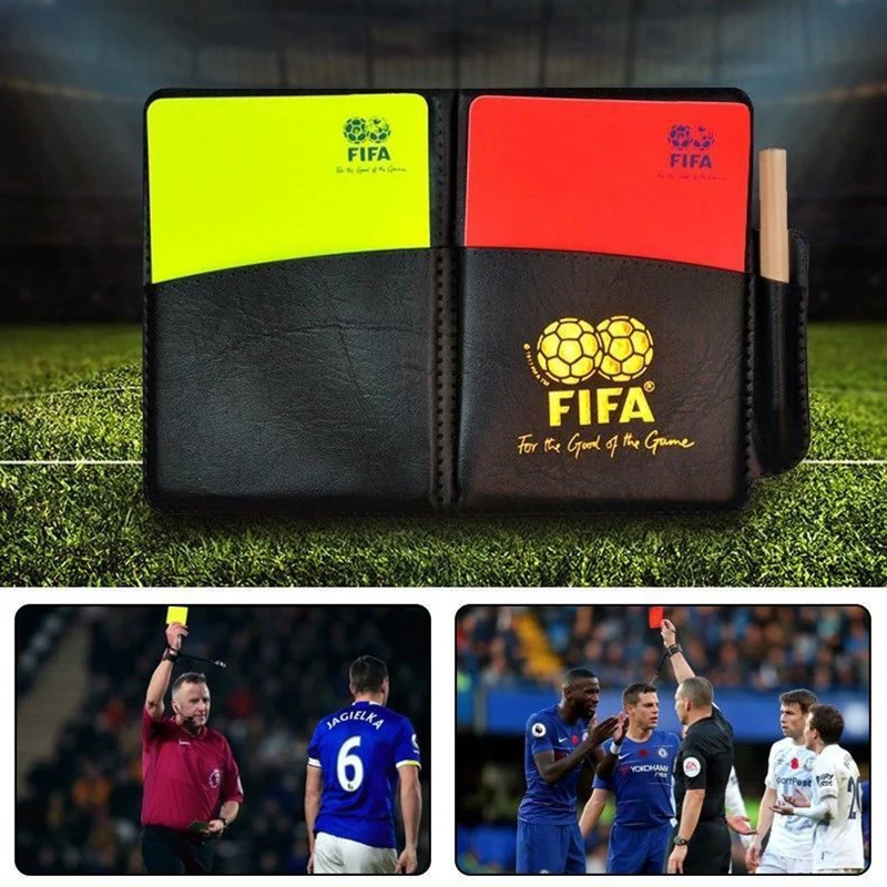 PVC Red Card Yellow Card Soccer Referee Supplies Holster Pencil Red Yellow Card Record Book