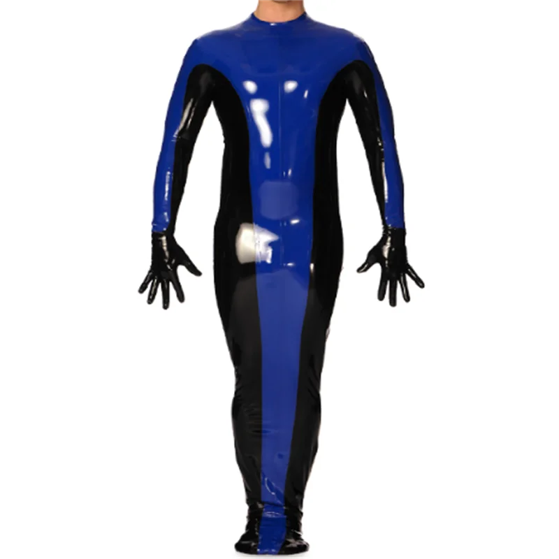 

100%Latex Gummi Catsuit with Gloves Club Wear Zentai Bodysuit 0,4mm Sexy Lingerie Cosplay Costumes