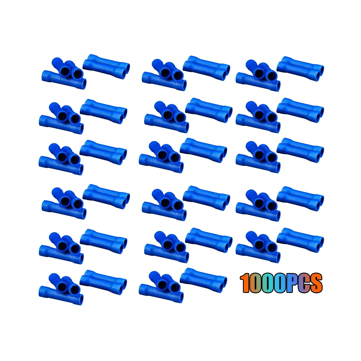 1000PCS Cold Press Terminal Long Blue Fully Insulated Intermediate Connector BV2 Intermediate Connection Terminal