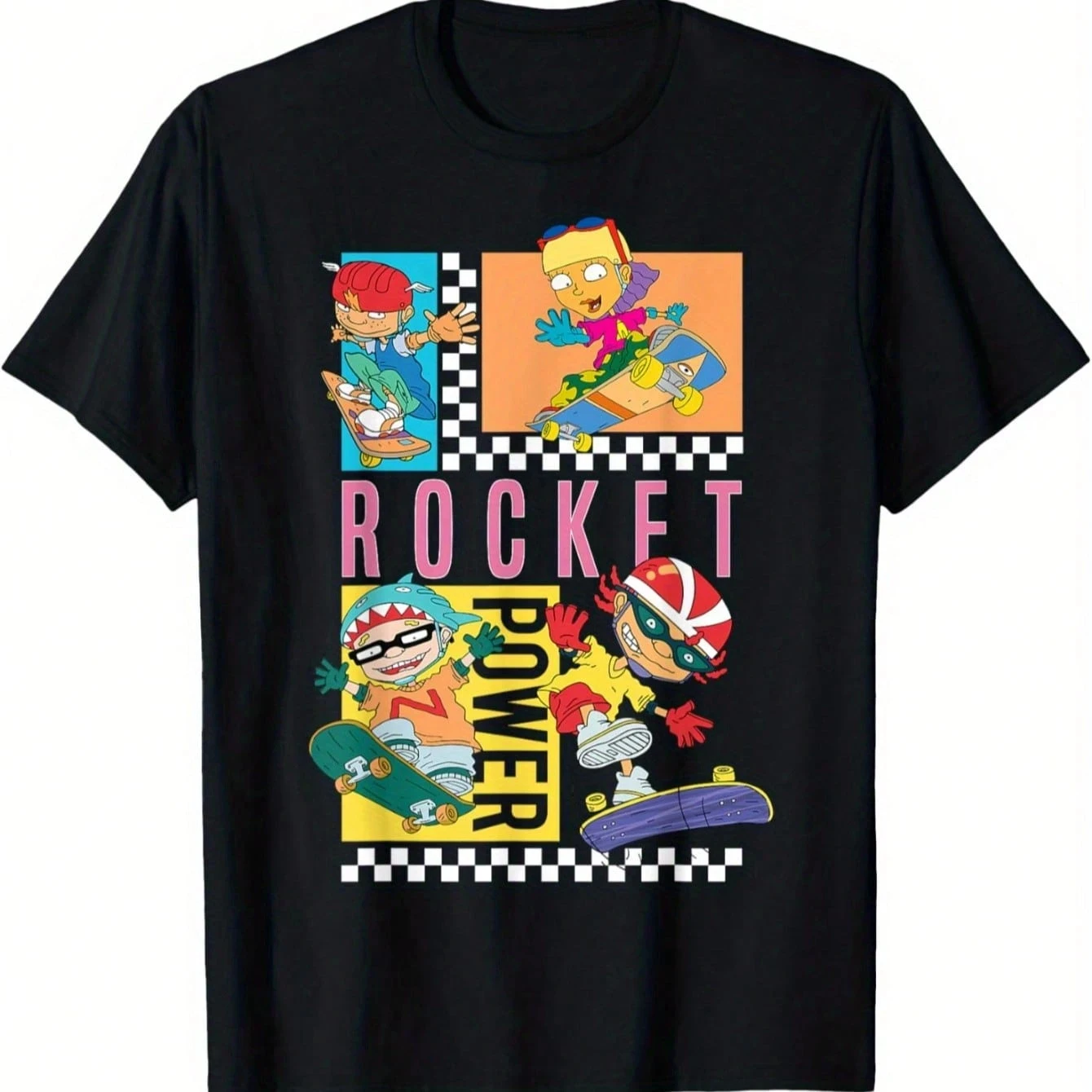 Herrenmode Schachbrett Rakete Gittermuster Bedrucktes T-ShirtHerren Baumwolle Rundhals T-Shirt SommerLässiges Sportshirt