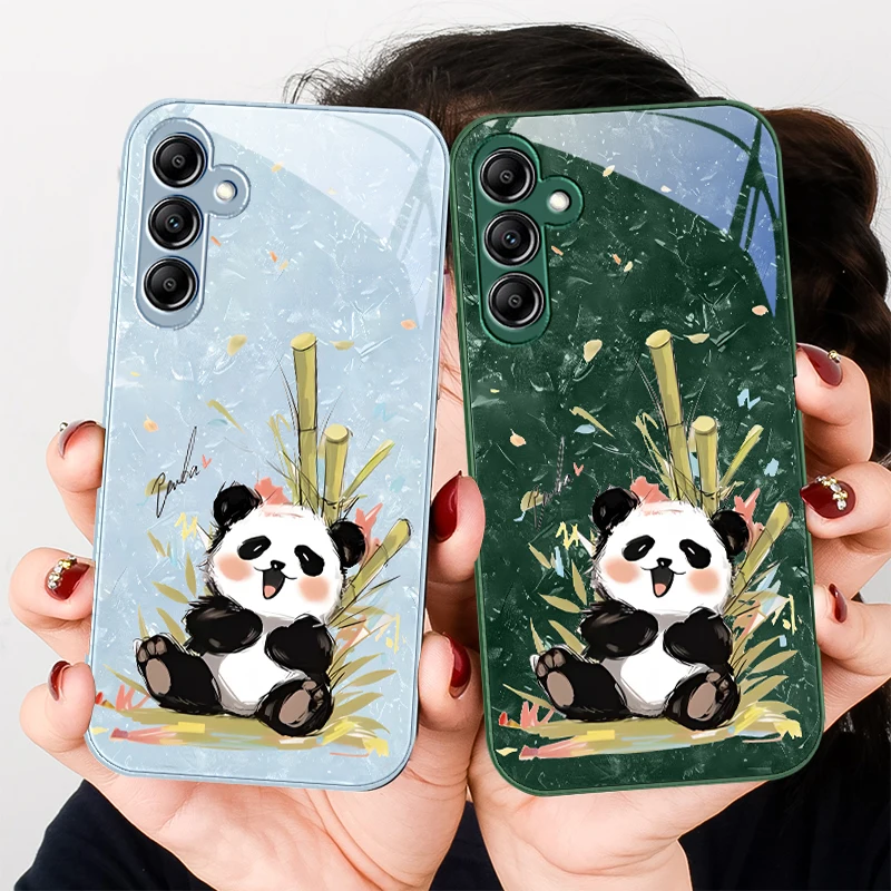 

Happy Panda For Samsung Galaxy A01 02 03 Core A04 A14 4G A13 54 34 31 20 25 23 22 5G S21 Ultra S20 Glass Phone Case
