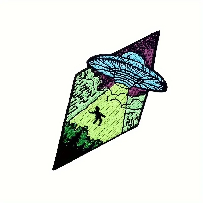 1PC UFO Alien Embroidered Iron-On/Sew-On Patches – Cosmic, Outer Space, Applique for Jackets, Backpacks, Jeans & DIY Deco