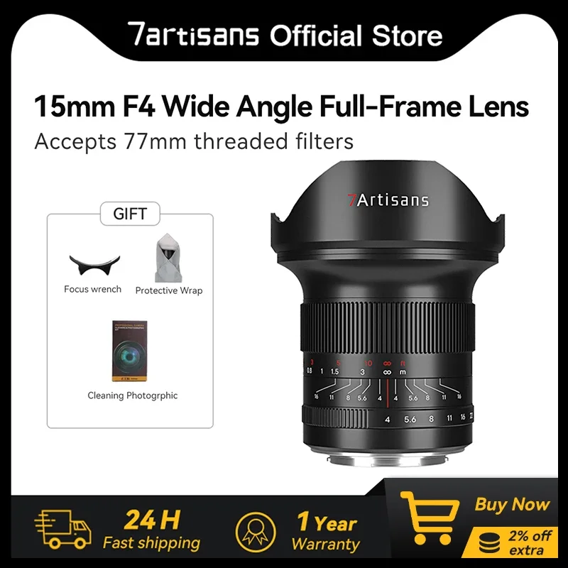 7artis Ans Lente Principal De Fotograma Completogran Angular F4 MF 15 mm Nik on Z Z50 so  Ny E FX3  A7RII  A9 Can  on