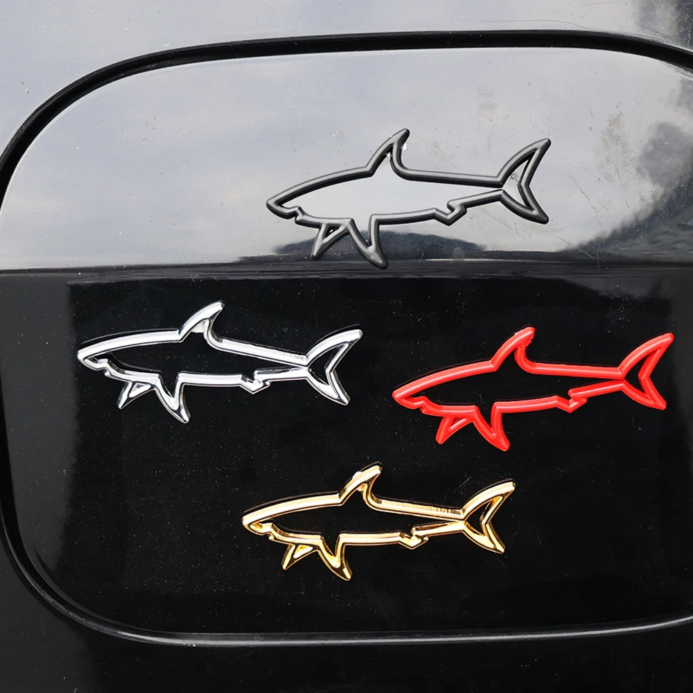 New Arrival 3D Metal Shark Shaped Sticker Car Styling  Hollow Out Alloy Emblem Badge Decals Car Motorcycle Computer Decorations