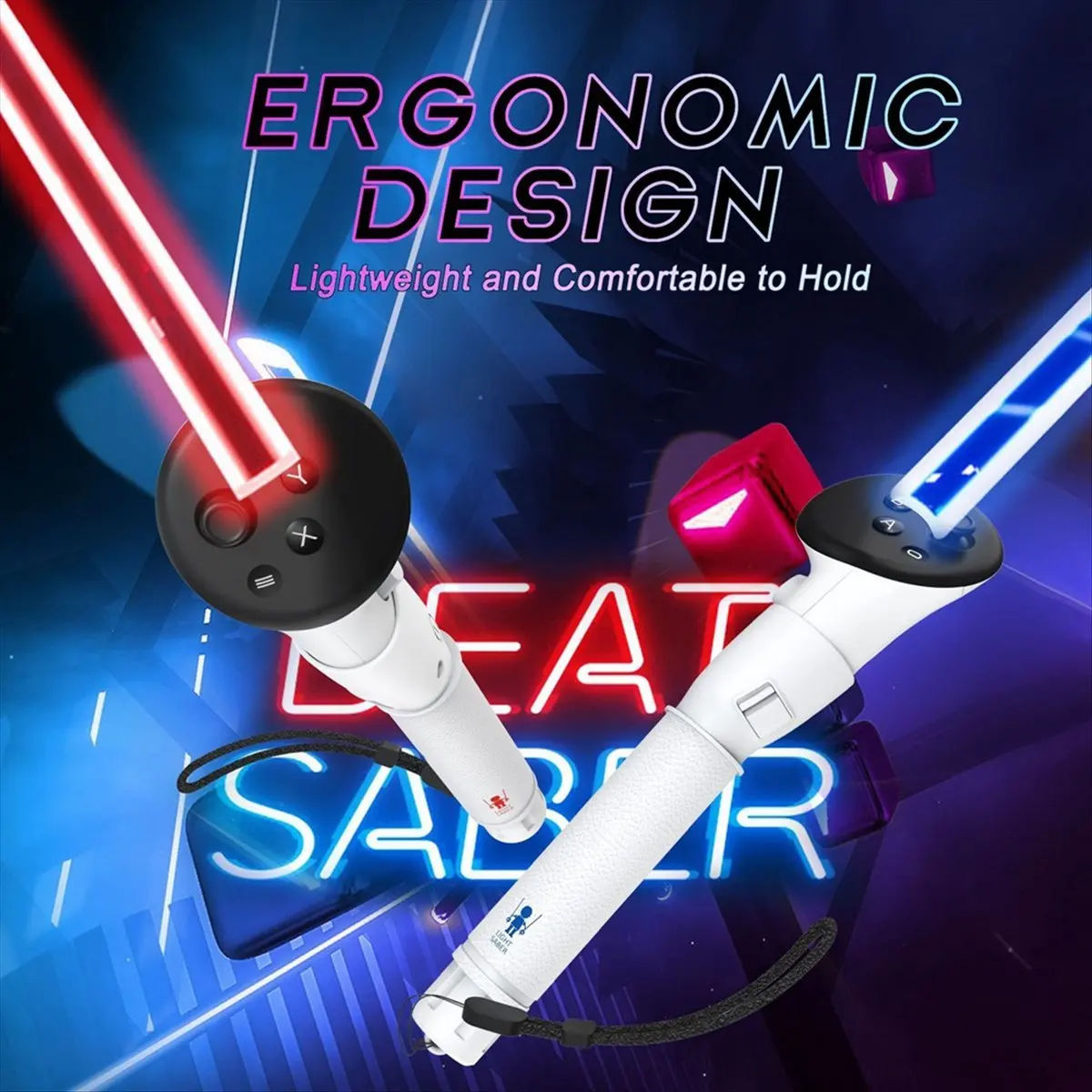 AABFK 5-in-1 VR-Controller-Adapter für Meta Quest 3, Griffe, Verlängerungen, lange Arme für Quest 3 VR Golf-Zubehör, Weiß