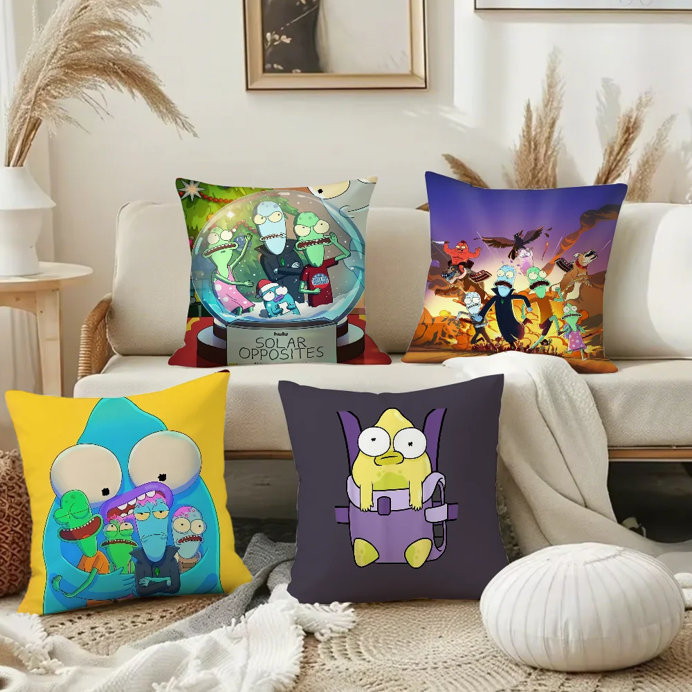 

Solar Opposites Cartoon Pillow Case Square Double-Sided Printing Short Plush Sofa Cushion Cover Bedroom Bedside Pillow