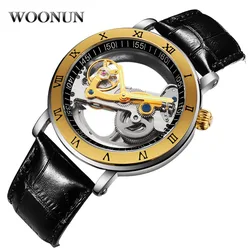 2020 New Men's Watch Tourbillon Mechanical Watches Transparent Hollow Automatic Self Wind Watches Leather Band Skeleton relojes