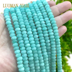 5x8MM Abacus Natural Stone Green Angelite Loose Wheels Spacer Beads for Jewelry Make Diy Bracelet Earrings Charms Accessories