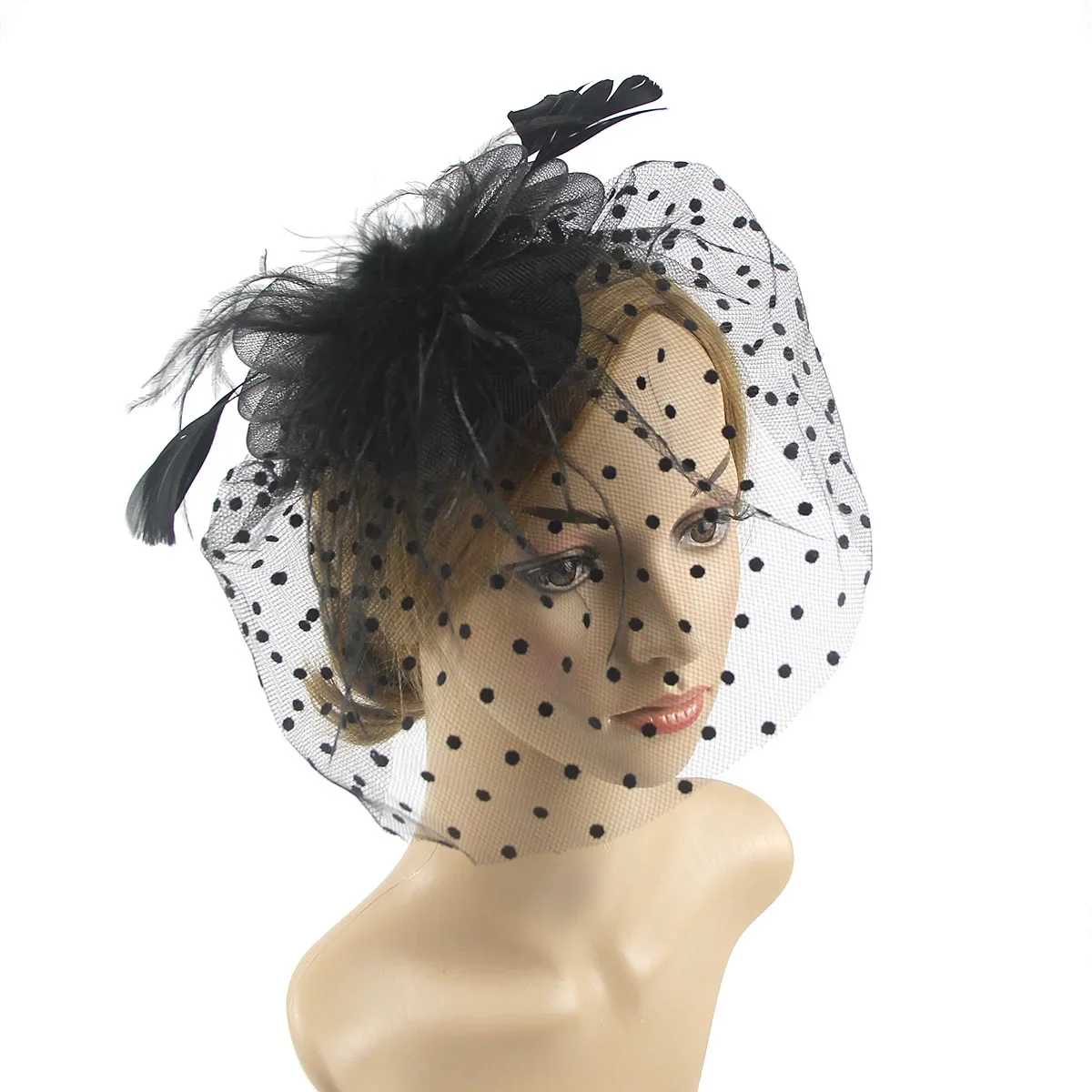 Net And Feather Fascinator Hat Women Headband Clip Mesh Flower Wedding Cocktail Hair Accessories Tea Party lemon fascinator