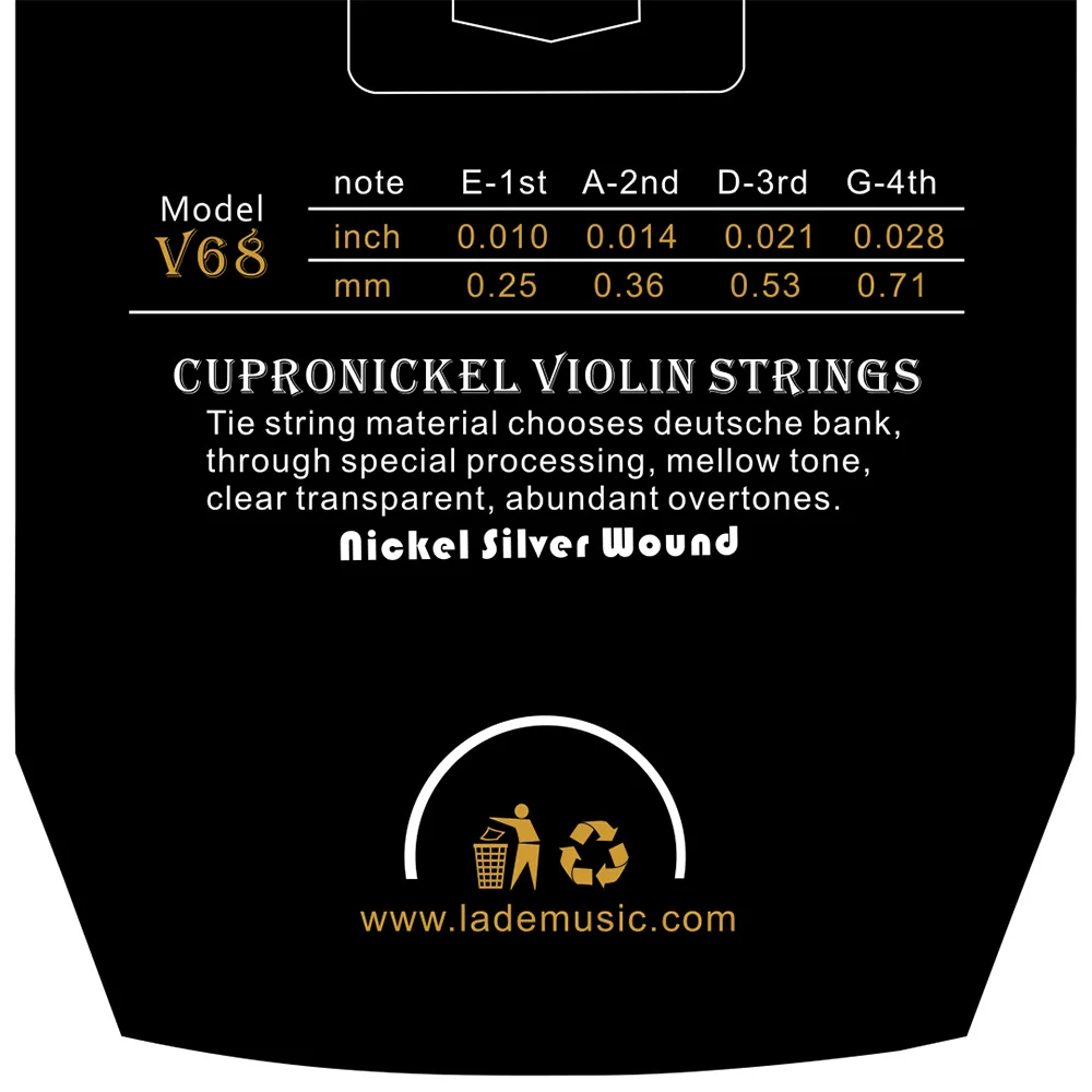 IRIN V68 Professional Multiple Colors Violin Strings (E-A-D-G) Nickel Silver Wound for 4/4 3/4 1/2 1/4 Music Accessories