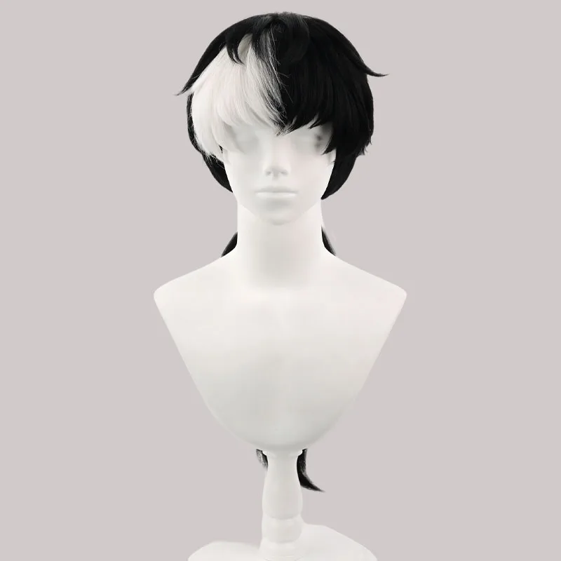 Game Ace Attorney Simon Blackquill Cosplay Wig Black White Long Synthetic Hair For Women Men Halloween Costume Party Carnival - view 2