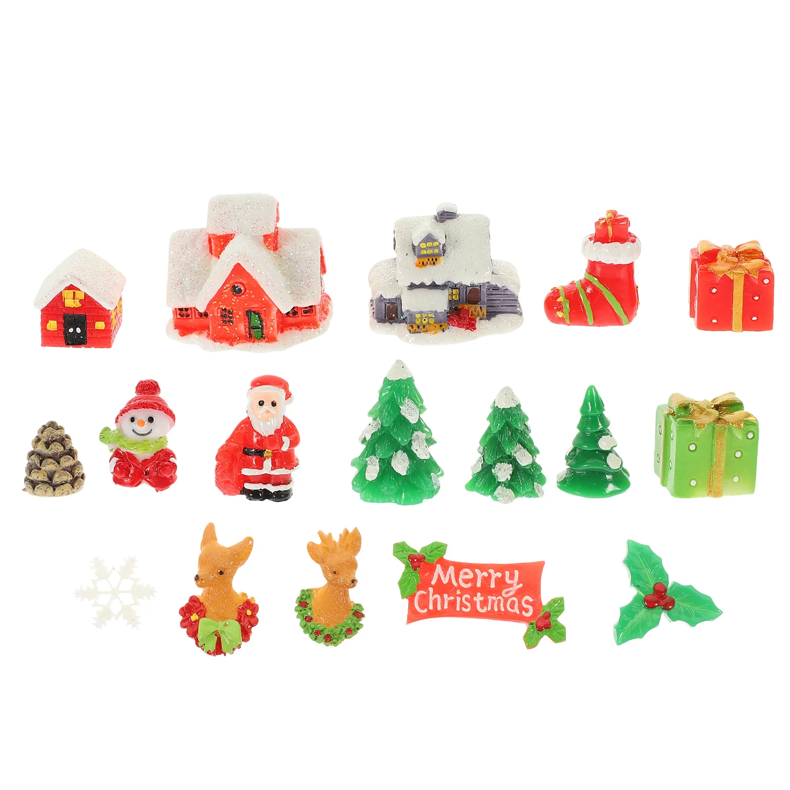 

1 комплект, рождественский деревенский мини-смола, рождественский декор для микро-миниатюрных рождественских украшений, пейзажный дом, ремесло, комплект рождественских миниатюр