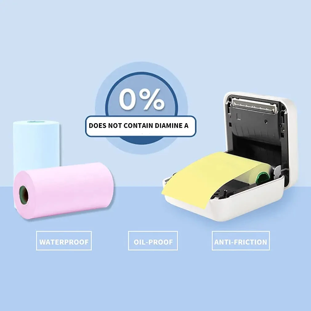 Thermal Paper HD Mini Labels Sticker Colors Photo Papers 56mm Rolls For PeriPage Paperang Meow Phomemo Niimbot Portable Printer
