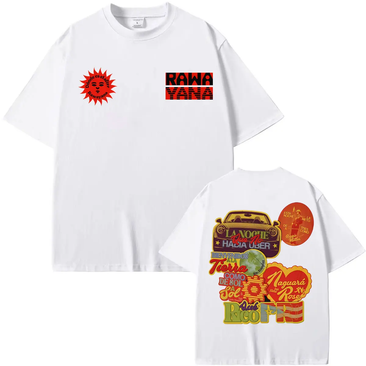 Band Rawayana Donde Es El After Album 2026 Tour T-Shirts Herren Damen Harajuku Retro Übergroße T-Shirts Lässiges 100% Baumwoll-T-Shirt – Detail 5
