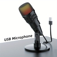 USB Microphone for Gaming Live Streaming Podcasts - Noise Reduction RGB Lighting - PC Laptop Recording Mic Compact