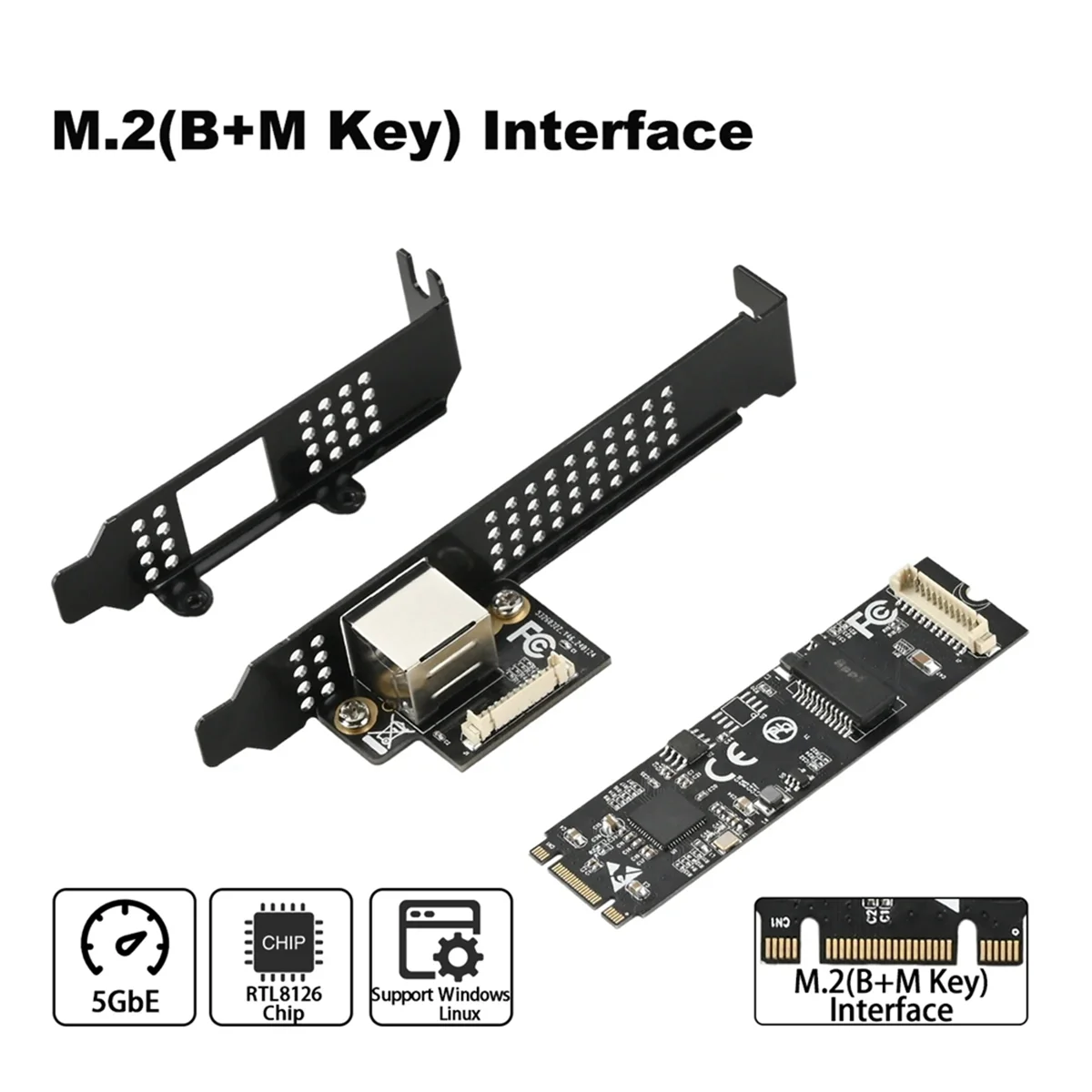 M.2 to 5G Network Card Realtek RTL8126 Chip PXE Diskless Boot E-Sports Game Network Card Wired RJ45 LAN Controller Card