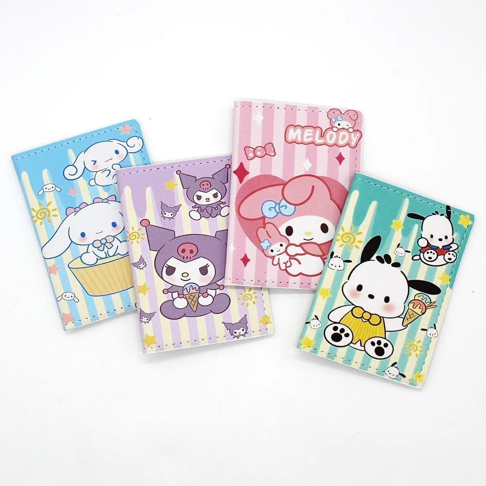 

Cartoon Sanrio Melody Kuromi Passport Cover Women Travel Accessories Cute Cinnamoroll Multiple Card Slots Passport Holder Case