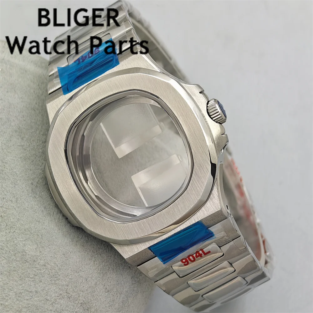 BLIGER 40 mm vierkante horlogekasten Horlogebandonderdelen Saffierglas met wijzerplaatwijzers Groen lichtgevend Fit NH35 NH38 Beweging Waterdicht