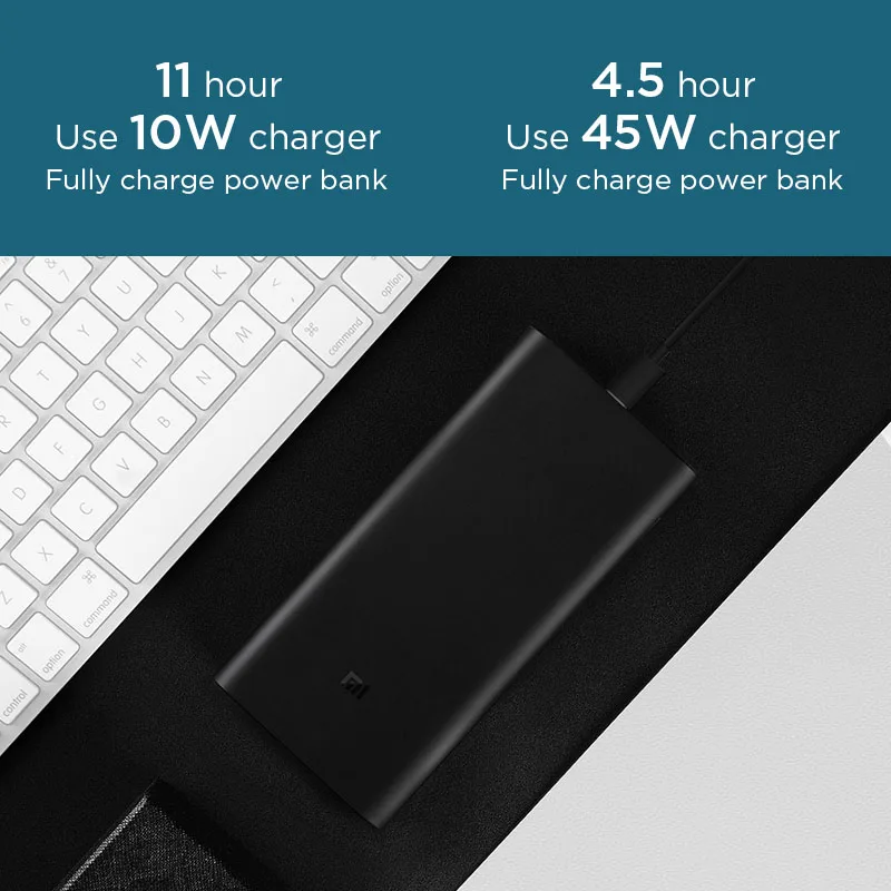 Xiaomi Power Bank 3 20000 mAh 45 W Mi Power Bank 20000 mAh Pro PLM07ZM Triple USB-C Two-way Quick Charge bateria do telefonu komórkowego