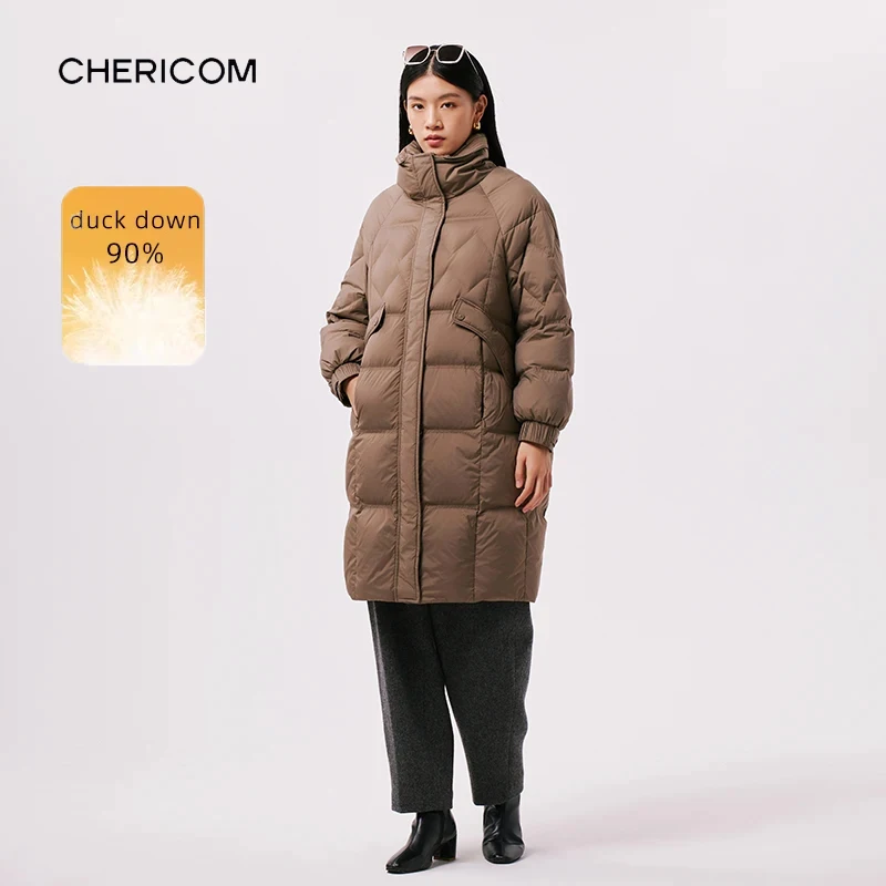 

Chericom Duck Down Puffer Coat Stand-up Collar Quilted Design 2025 New Thickened Women's Winter Heavyweight Down Jacket Y299193Y