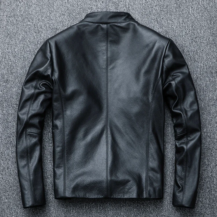 LNY!Wholesales.Brand New Father's genuine leather jacket for man.cowhide coat.Plus size slim motor leather clothes