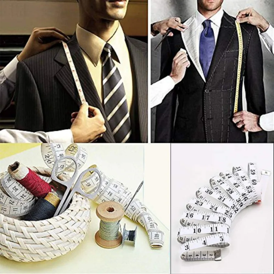 شريط قياس ناعم بمقياس مزدوج، سم وبوصة لخياطة الجسم، قياس الجسم للياقة البدنية، 60 بوصة باللون الأبيض